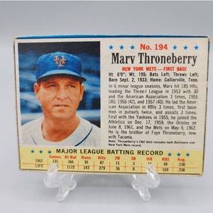 Marv Throneberry Mets 1963 Post Cereal #194 Baseball Trading Card